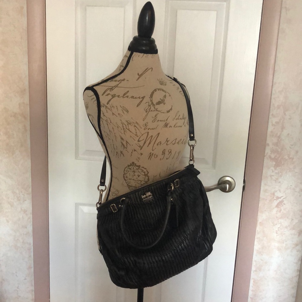 Coach black metallic leather purse